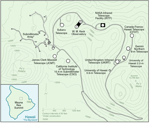 Mauna Kea summit map;